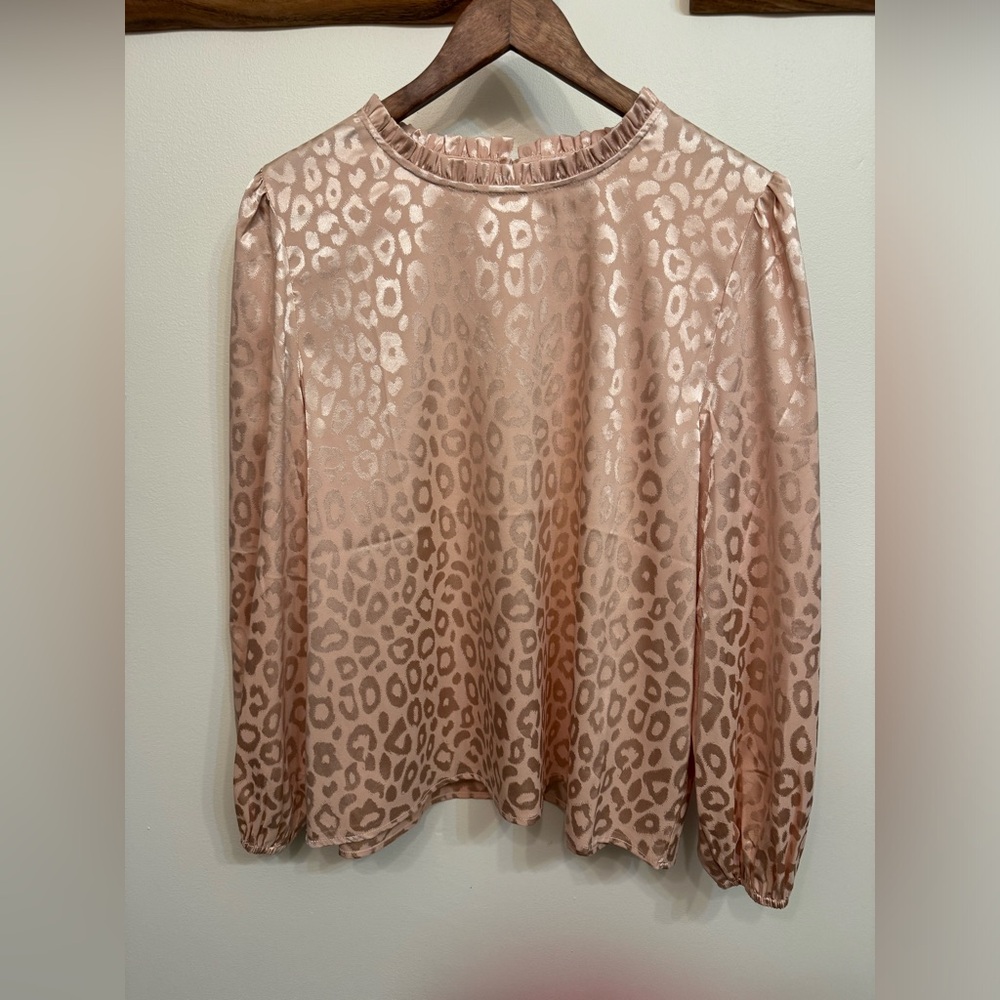 Pink Lily Medium Elegant Leopard Print Blouse